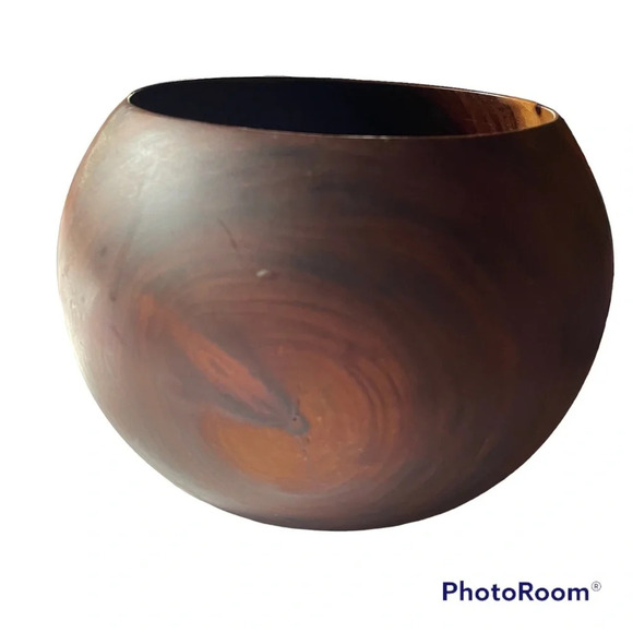 Vintage handmade Hawaiian milo tree wood hand turned bowl signed 1987 - Picture 1 of 8